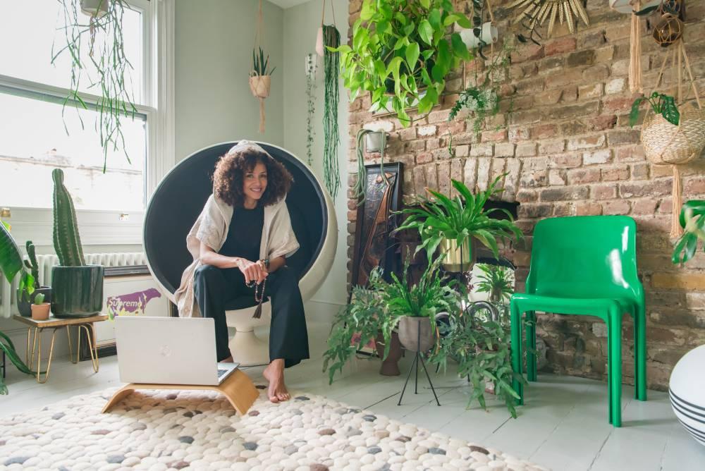 Woman sitting on a chair